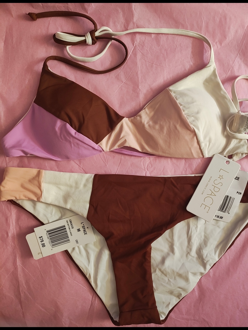 l*space Two-Tone Color Block Bikini Set S/M NWT
